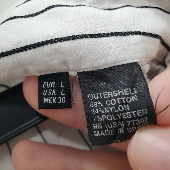 Zara Basic Women's White Black Pinstripe Cotton Blend Long Sleeve Dress‎ Shirt L - Picture 7 of 8